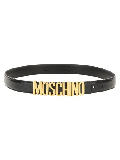 Moschino Belt With Logo In Black