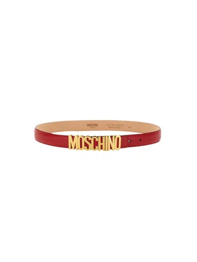 Moschino Belt With Logo In Red