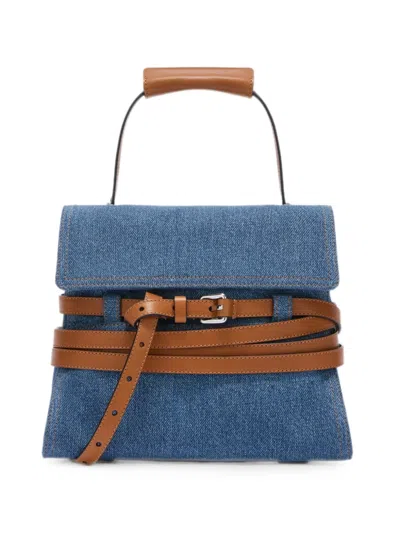 Moschino Belt-detail Denim Shoulder Bag In Blue