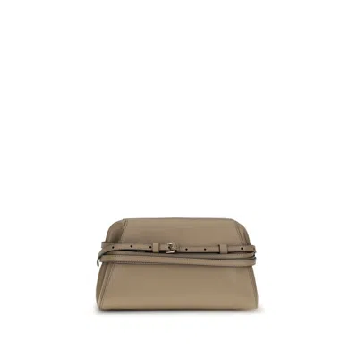 Moschino Belt-detail Goatskin Clutch In Beige