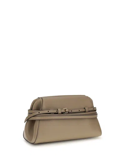 Moschino Belt-detail Hircus Goatskin Clutch In Beige