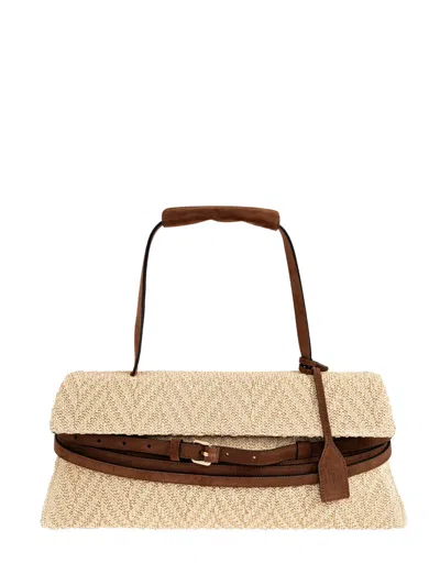 Moschino Belt-detail Woven Tote Bag In Pink