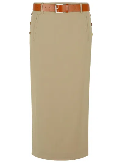 MOSCHINO BELTED BUCKLE DETAILED MIDI SKIRT