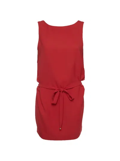 Pre-owned Moschino Belted Crepe Mini Dress In Red