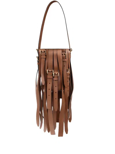 Moschino Belted-detail Shoulder Bag In 褐色