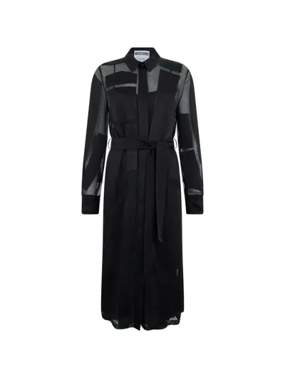 Moschino Belted Dress In Black