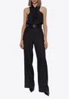 Moschino Halter Neck Jumpsuit With Fitted Bodice In Black