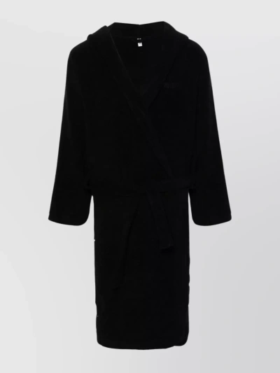Moschino Belted Hooded Long Sleeve Jumpsuit In Black