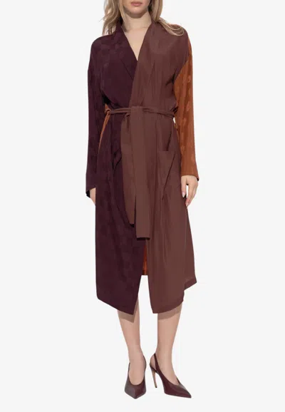Moschino Belted Kimono Midi Dress In Brown