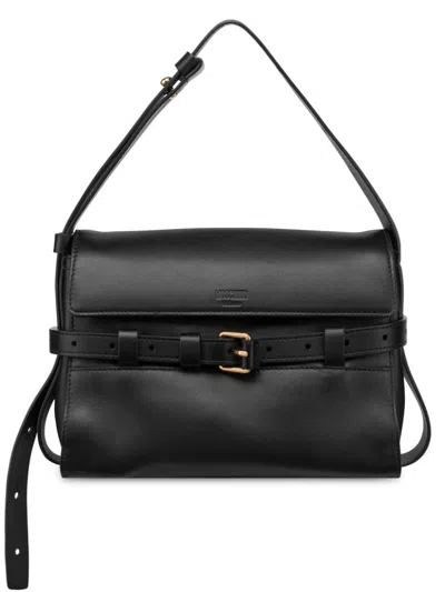 Moschino Tie Me Shoulder Bag In Black