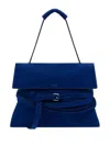 Moschino Belted Leather Shoulder Bag In Blue