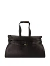 Moschino Belted Leather Tote Bag In Black