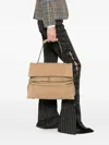 Moschino Belted Leather Tote Bag In Neutral