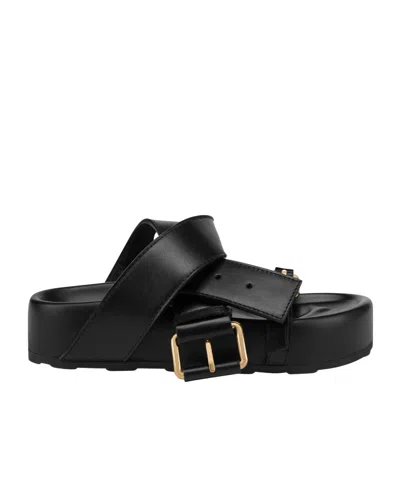 Moschino Belted Sandals In Black