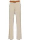 Moschino Straight Pleated Front Trousers With Button Detail In Neutrals