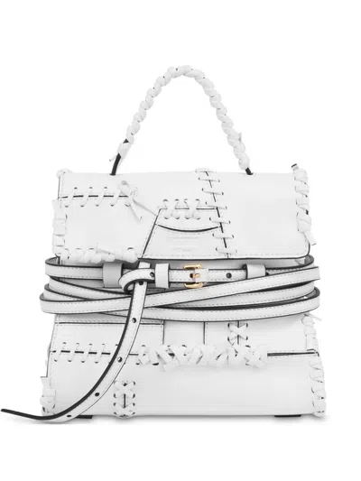 Moschino Belted Tote Bag In White