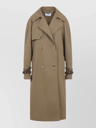 Moschino Belted Trench Coat Double Breasted Design In Brown