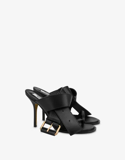 Moschino Belted Up Calf Sandals In Black