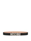 Moschino Calf Leather Adjustable Fit Smooth Belts In Black
