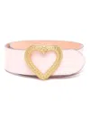 Moschino Heart-buckle Wide Leather Belt In Pink
