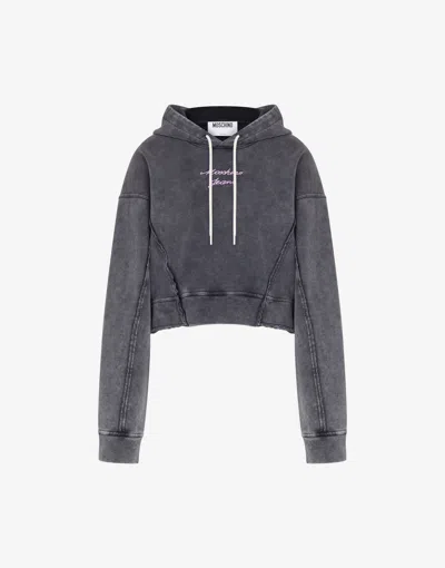 Moschino Besticktes Baumwoll-sweatshirt In Gray