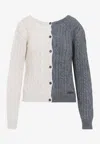 Moschino Bicolor Cable Knit Cardigan In Gray