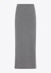Moschino Knitted Virgin Wool Pencil Skirt In Gray