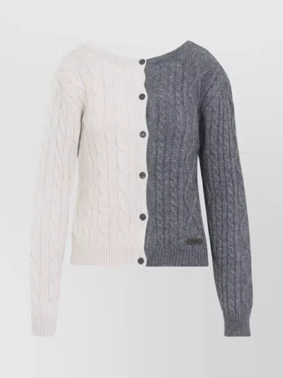 MOSCHINO BICOLOR CABLE KNIT CARDIGAN