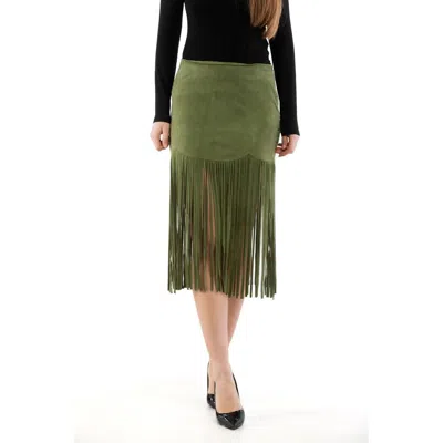 Moschino Bicolor Cotton Midi Skirt In Green