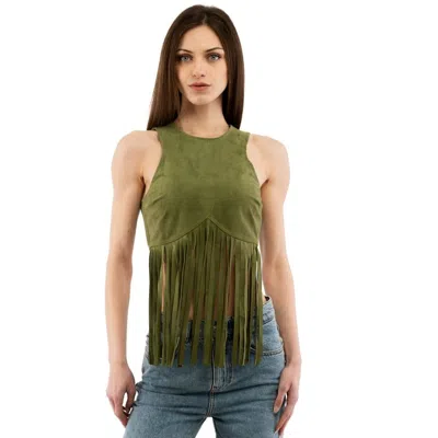 Moschino Bicolor Cotton Tank Tops In Green