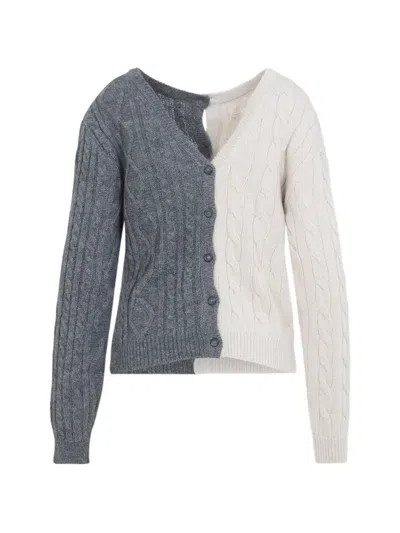 Moschino Cable-knit Two-tone Cardigan In Multi