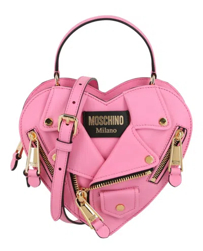 Moschino Biker Heart-shaped Bag In Pink