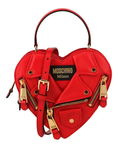 Moschino Biker Heart-shaped Bag In Red