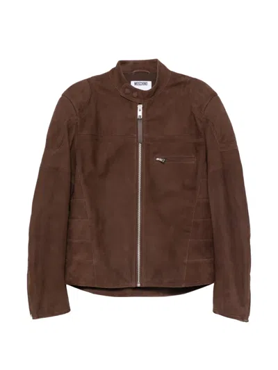 Moschino Biker Jacket In Brown