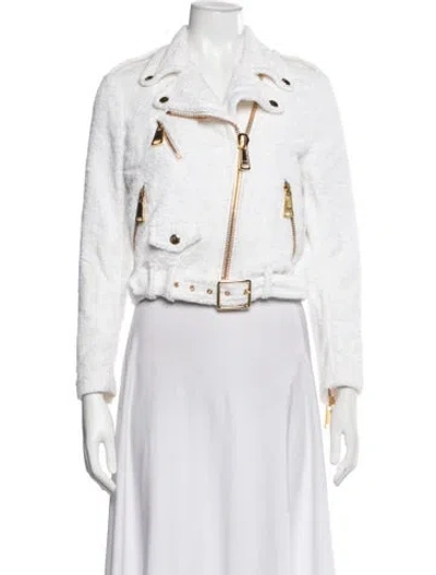 Pre-owned Moschino Biker Jacket In White