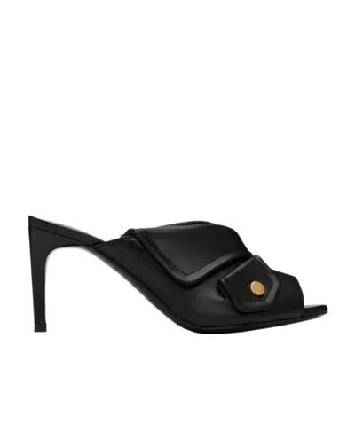 MOSCHINO BIKER LOGO HIGH-HEELED SANDALS