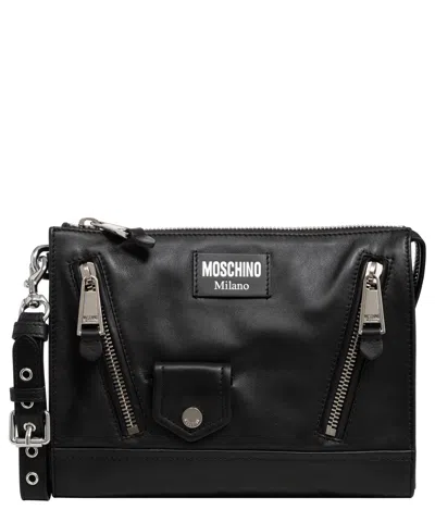 Moschino Biker Pouch In Black