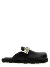 Moschino Logo-plaque Leather Mules In Black