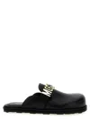 Moschino Logo-plaque Leather Mules In Black