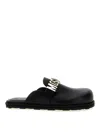 Moschino Logo-plaque Leather Mules In Black