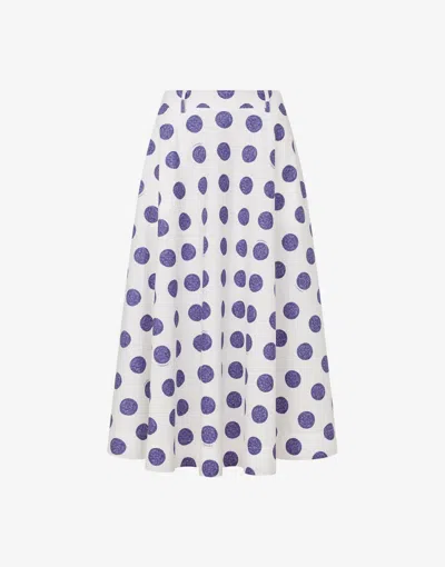 Moschino Biro Polka Dots Poplin Skirt In White
