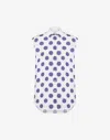 Moschino Sleeveless Cotton Poplin Shirt With Polka Dot Pattern In Bianco