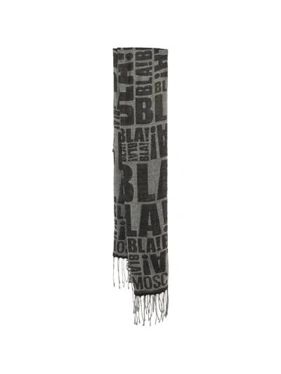Pre-owned Moschino Bla Bla Fringed Scarf In Gray
