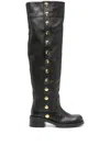 Moschino 50mm Stud-embellished Knee Boots In Black
