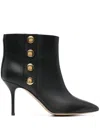 Moschino Stiletto Heel Ankle Boots With Gold Buttons In Black