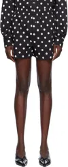 Moschino Allover Polka Dots Cotton Voile Shorts In Multi Black
