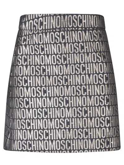 Moschino Black And Gold Logo Mini Skirt