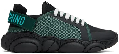 Moschino Black & Green Logo Tape Teddy Sneakers In 86a * Fantasy Color