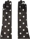 Moschino Black & Off-white Short Leather Gloves In Multi Black
