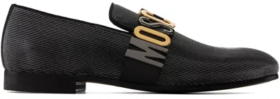 Moschino Black & Silver Lettering Mix Loafers